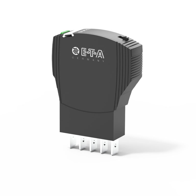 Typ REF16-S von E-T-A: Es sichert bei einer Baubreite von nur 12,5 mm alle DC 24 V Lastkreise selektiv ab.